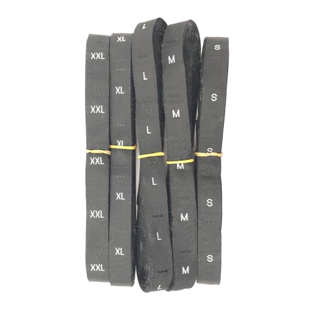 5 Roll 2500 Pieces Woven Clothing Label Size Tag, Washable, S M L XL XXL