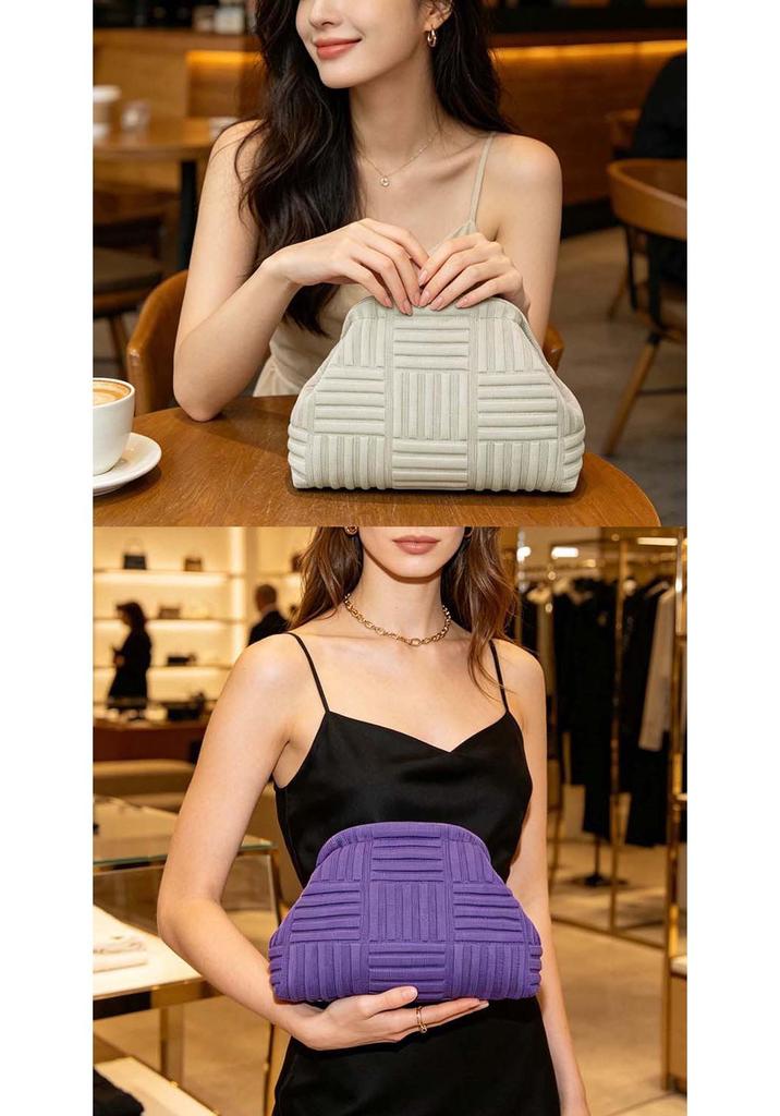 Knitted Cloud Clutch: Popular Woven Textured Makeup Bag
