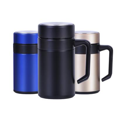 Stainless Steel Integrated Molding Large-capacity Water Cup Business Office Tea Leak Thermos Cup with Handle