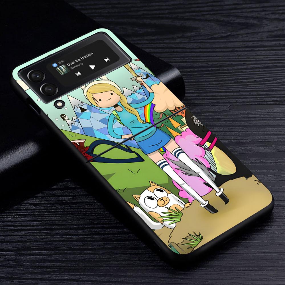 Adventure Fionna & Cake Time Case for Samsung Galaxy Z Flip4 Flip3 5G PC Hard Phone Shell Z Flip 4 3 Black Zflip4 Zflip3 Cover
