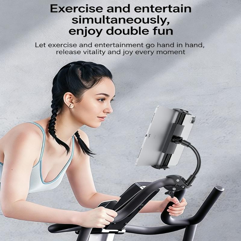 360 Degree Rotating Mobile Phone Clamp/Magnetic Holder Gooseneck Bracket for Cellphone Tablet Exercise Bike Phone Mount