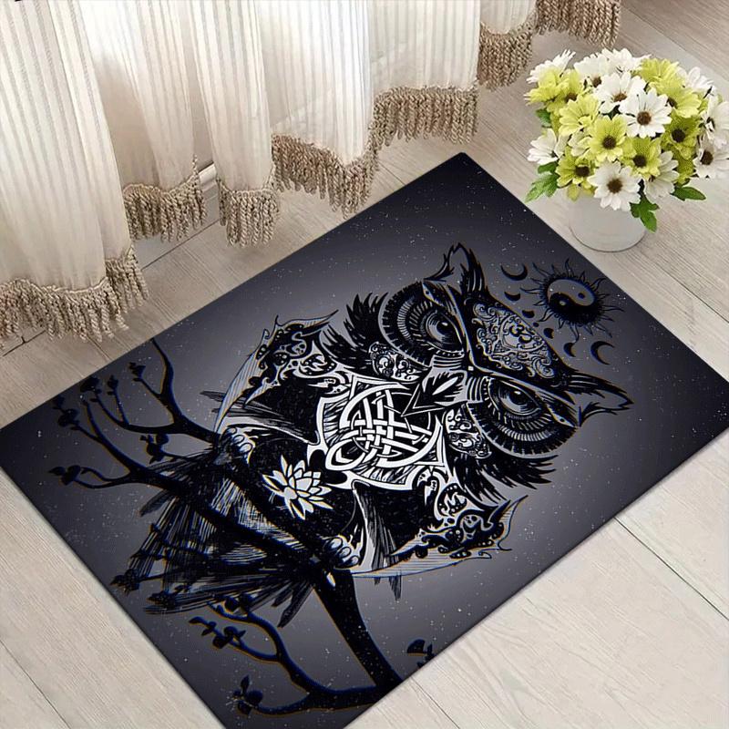 1pc Mysterious Owl Print, Design Indoor Area Rug - Soft, Anti-Slip, and Durable Gaming Room Decor for Bedroom, Living Room