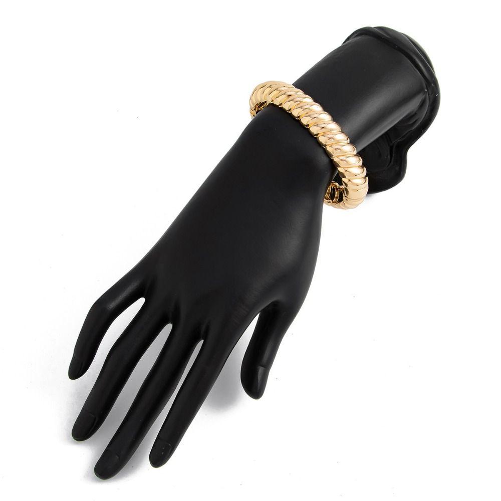 Thick Retro Spring Bracelet Metal Women's Hand Bracelet Creative Thread Texture Bangle  Couple