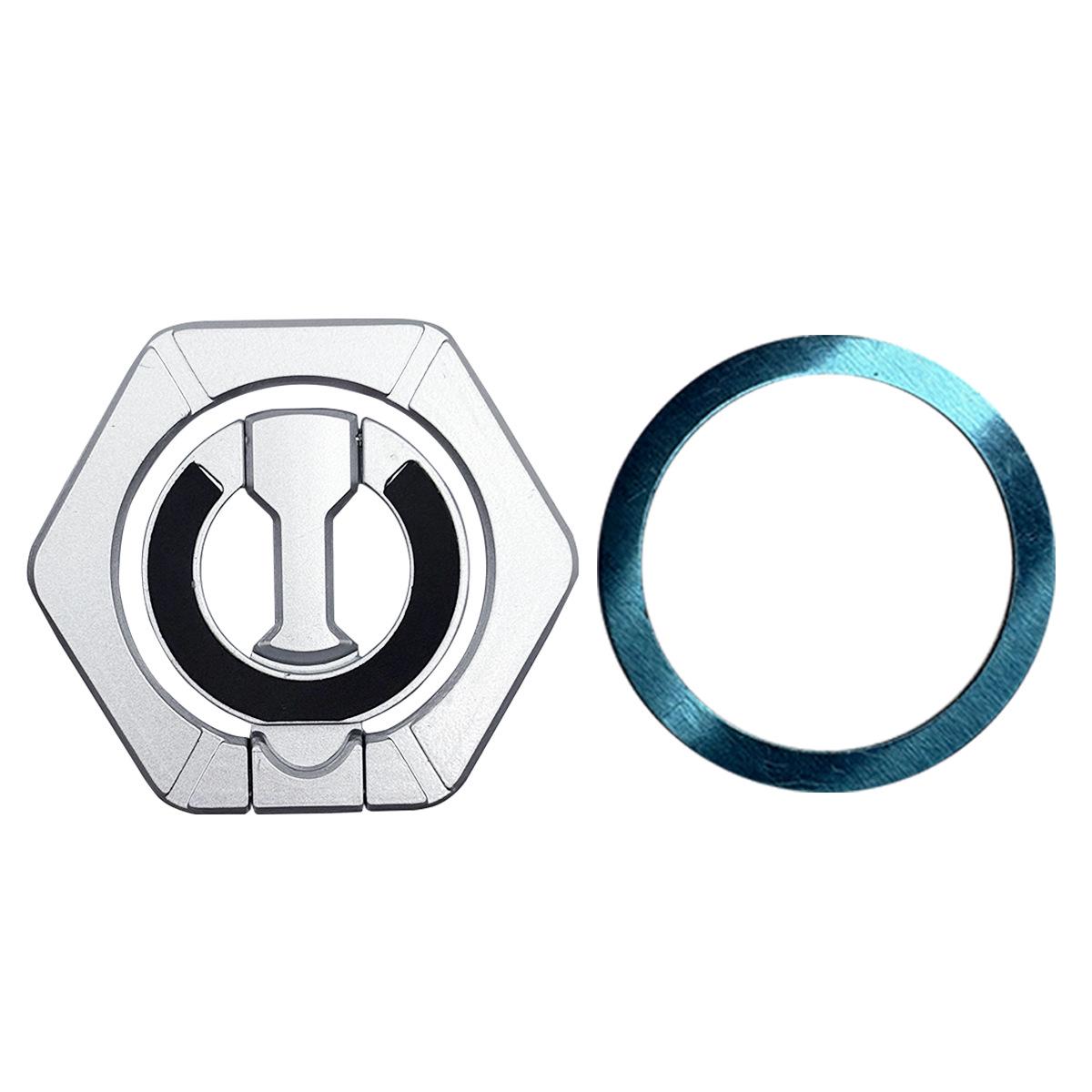 Dual-Sided Magnetic Mount: Polygon Design for Phone, Desk & Car серебряный