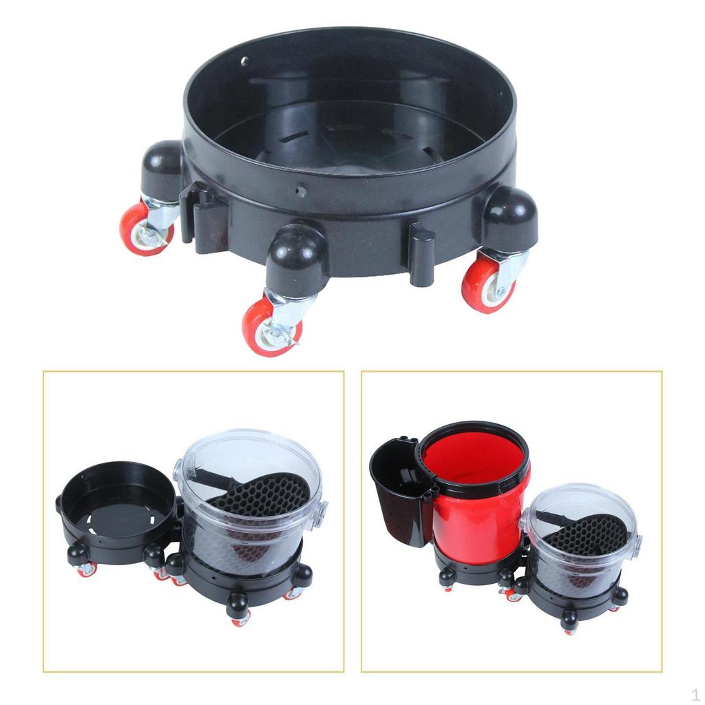 Rolling Bucket Trolly Accessory Sturdy Easy to Use Car Wash Buckets Base Pulley for Building Workers