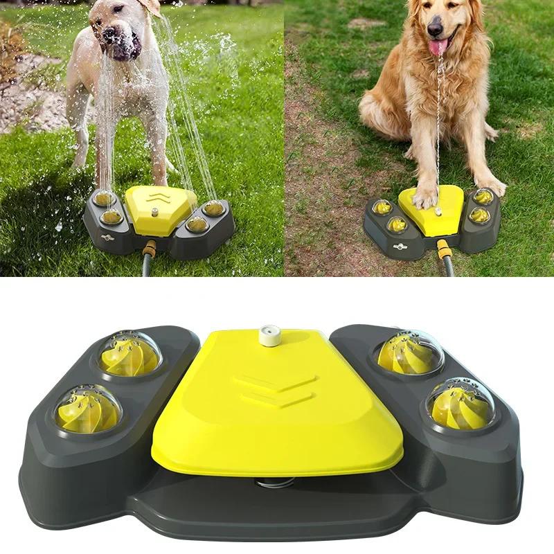 

Dog Sprinkler Outdoor Canine Water Fountain Easy Paw Activated 2 Aqua Outlet Modes Hose Dispenser for Big and Small Dogs жёлтый