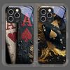 Creative The Ace of Spades Pattern Tempered Glass Phone Case for IPhone 17 16 Pro Max 15 14 13 12 11 Mini XS XR 7 8 Plus Covers