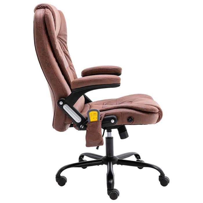 VidaXL Light Brown Massage Office Chair Faux Suede Leather 20579
