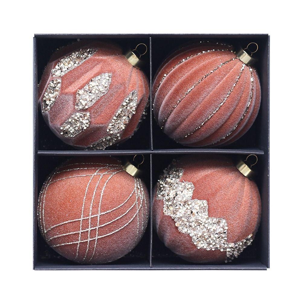 

Набор из 4 расписных флокированных рождественских шаров 10 см, елочные украшения, детские подарки верблюд