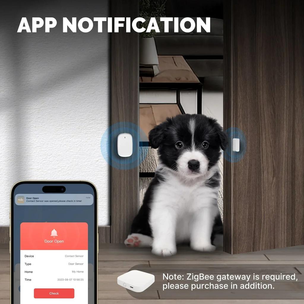 Tuya ZigBee Smart Window Door Gate Sensor Detector, Smart Home Security Alarm System Smart Life Tuya App Wireless Remote Control