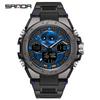 Sanda Men's Multifunctional Dual Display Luminous Waterproof Sports Watch for Teens