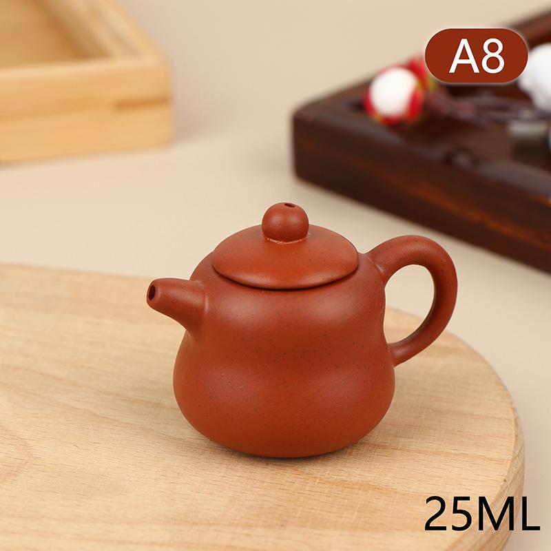 25Ml Enameled Pottery Teapot Pocket Hand Teapot Handstand Fingertip Kettle Tea Pet Dark-Red Enameled Pottery Teaset Accessories