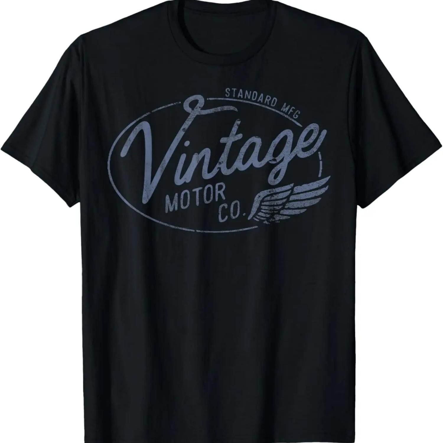 Vintage Motor Co Wing Logo Retro Faded T-Shirt S чёрный