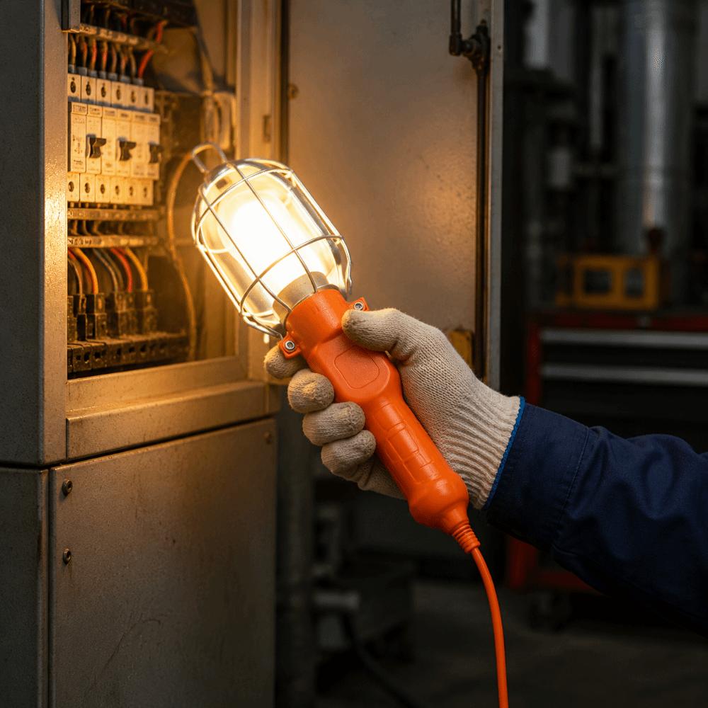 Long-Lasting Durability Inspection Lamp Iron Cover Portable Repair Light for EU/UK Car Maintenance