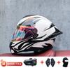 Full Face Motorcycle Helmet With External Bluetooth Module Men Women Large Rear Wing Sport Style DOT Approved