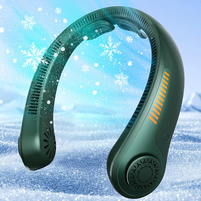 Portable Neck Fan - Rechargeable Personal Fan with Neck Support, 5-Speed Quiet Lightweight Long Lasting Neck Fan, Battery Operated Full Surround