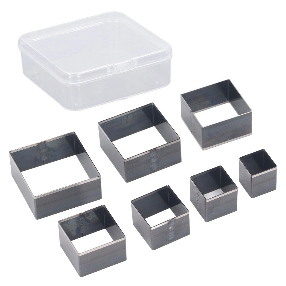 7dílná sada čtvercových děrovačů na kůži z uhlíkové oceli, sada lisovacích raznic pro DIY kožené řemeslo