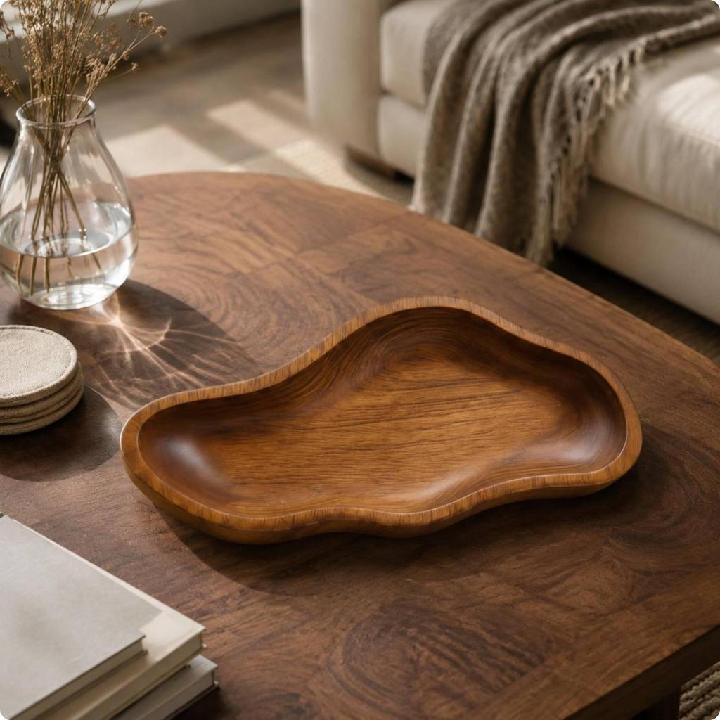Wooden Kneading Bowl irregular Shape Fruit Raised Edges for Serving Wood