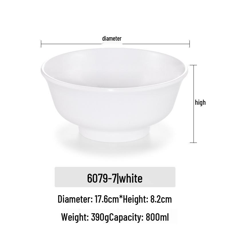 Melamine Imitation Porcelain Bowl for Soups, Noodles, Ramen, Rice, and Wontons.