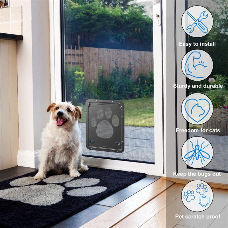 Large Dog Cat Screen Door Lockable Self-Closing Function Sturdy Pet Door Easy Safe Freely Enter House from Outdoor Garden Window