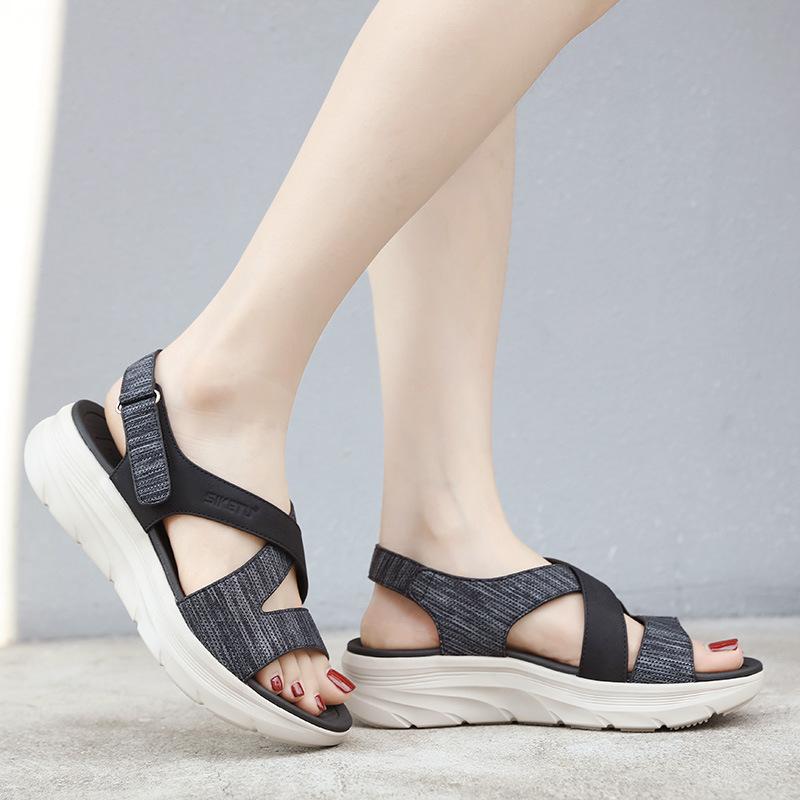 New 2025md Lightweight Sandals Casual Sports Comfortable Thick Sole Velcro Large Size Women's Shoes Fashionable And Versatile