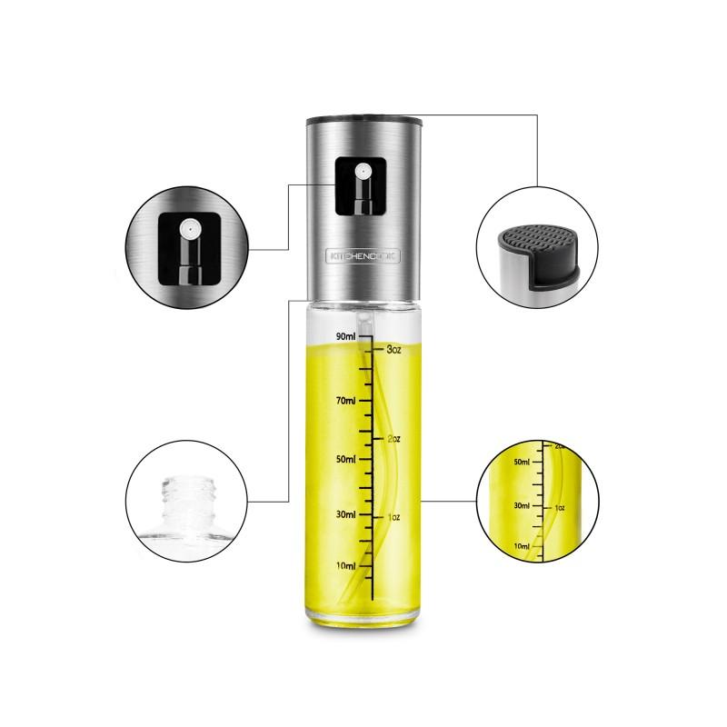 Spray90 - Spray à Huile 90 Ml - Verre Et Inox - Diffusion Fine - Réutilisable Multifonction
