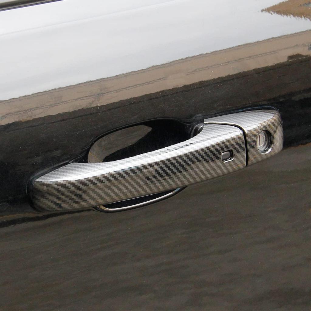 crosselec Door Handles Trim Cover for 2011-2021 Dodge Durango Decor Accessories (Black Carbon Fiber)