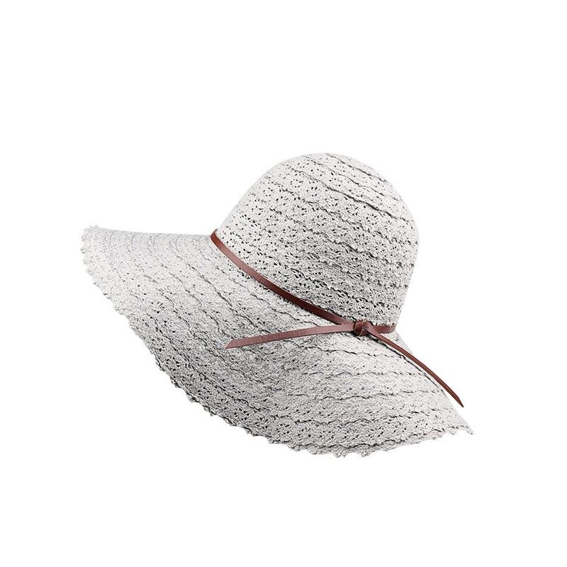 Floppy Foldable Ladies Women Straw Beach Sun Hat With Wide Brim For Summer Travel