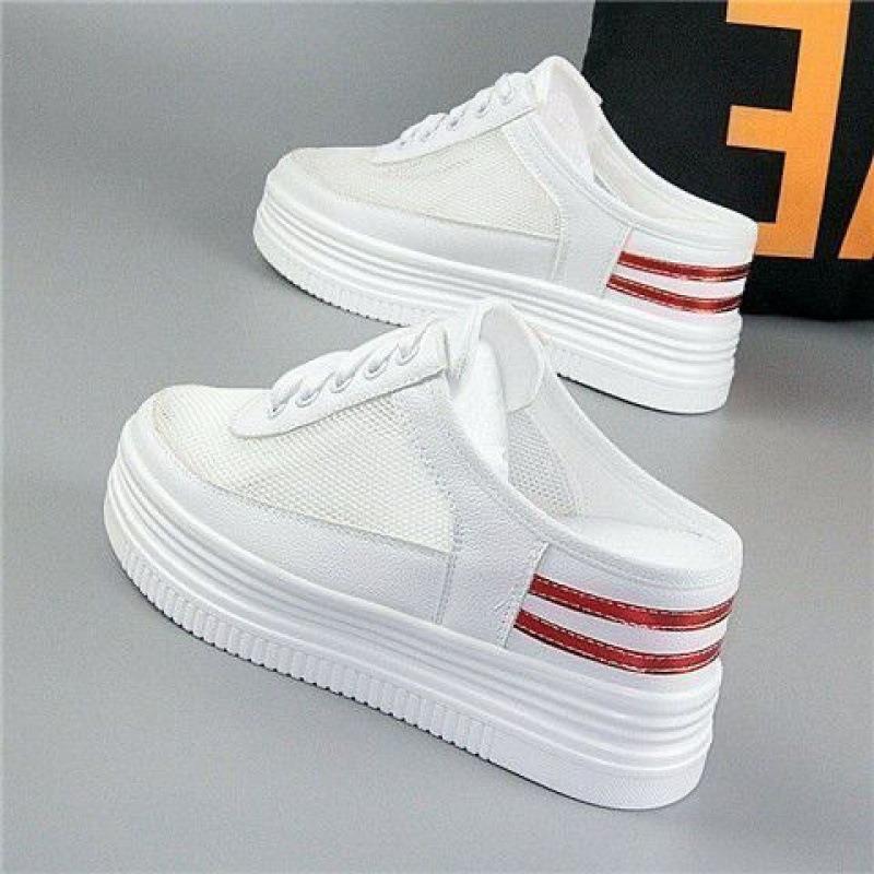 Comemore Slippers Women Summer Platform Cover Toe Flat Shoes Female Loafers Sneaker Slides Wedge Heels Mesh Breathable Slipper
