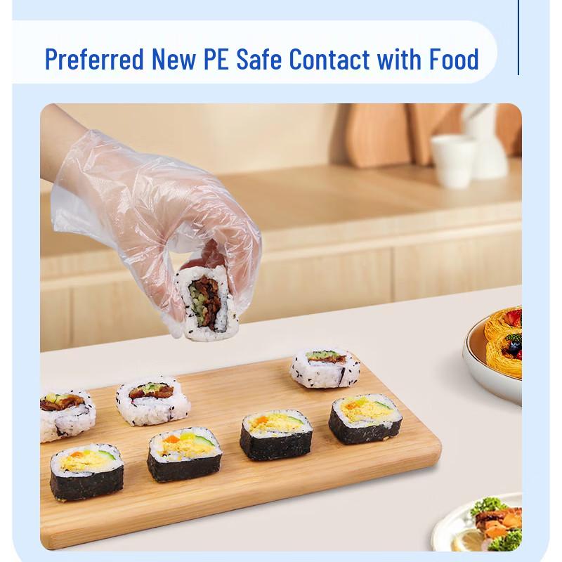 Xin Zhi 200 kusů jednorázových PE rukavic potravinářské kvality