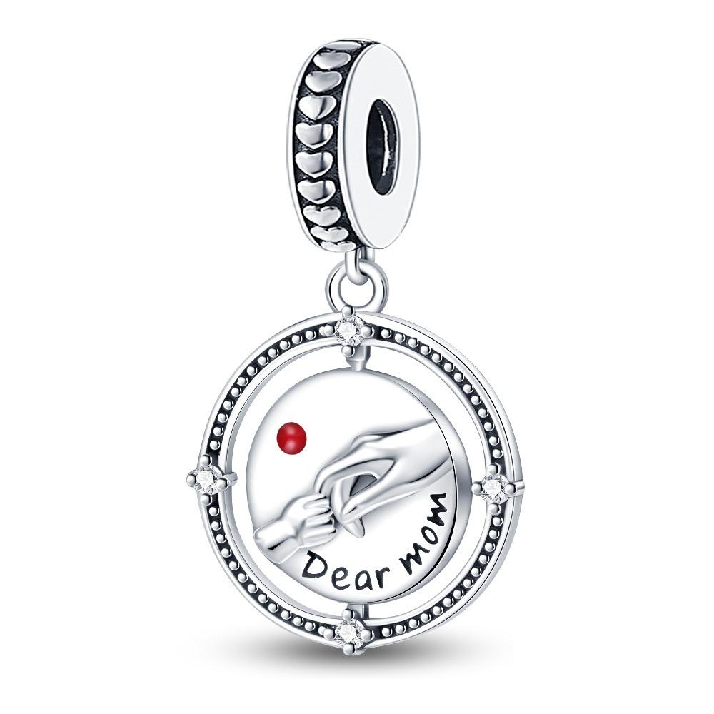 Mărgele din argint 925 Ziua Mamei Pandantiv binecuvântare în formă de inimă Cadou de zi de naștere Bijuterii stil DIY Accesorii Bijuterii farmec de modă