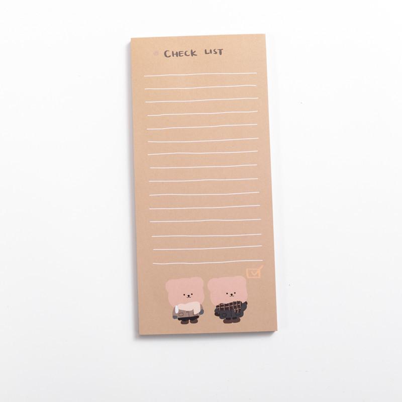 Kawaii Bear Sticky Note Pad - Tearable, Portable Memo Strips 50 Sheets