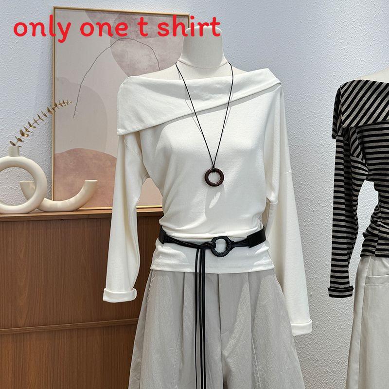 Oversized Womens T Shirt With One Shoulder Neckline And Embroidered Details For Fall 2025 Fashion