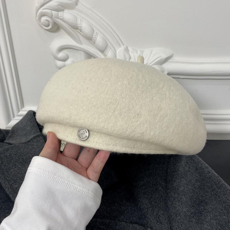 Simple Decor Wool Beret Hats Elegant Solid Color Elastic Painter Cap Lightweight Berets for Women Daily Use
