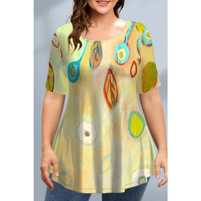 Sommer Rundhals 3D-Druck Top Modische Lässige Übergröße Kurzarm Damen T-Shirts