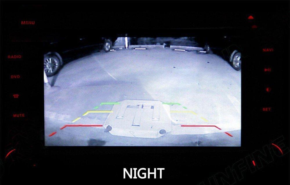 KUNFINE Rear Camera Rear Camera with 4 LED Lights, Visible at Night, RCA Output, Guideline Display, General Purpose, IP67 Waterproof