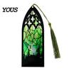 Transparent Acrylic Bookmark Stained Glass Art Bookmark, Halloween Dark Aesthetic Book Mark, Clear Page Marker with Tassel, Gifts for Readers & Lovers