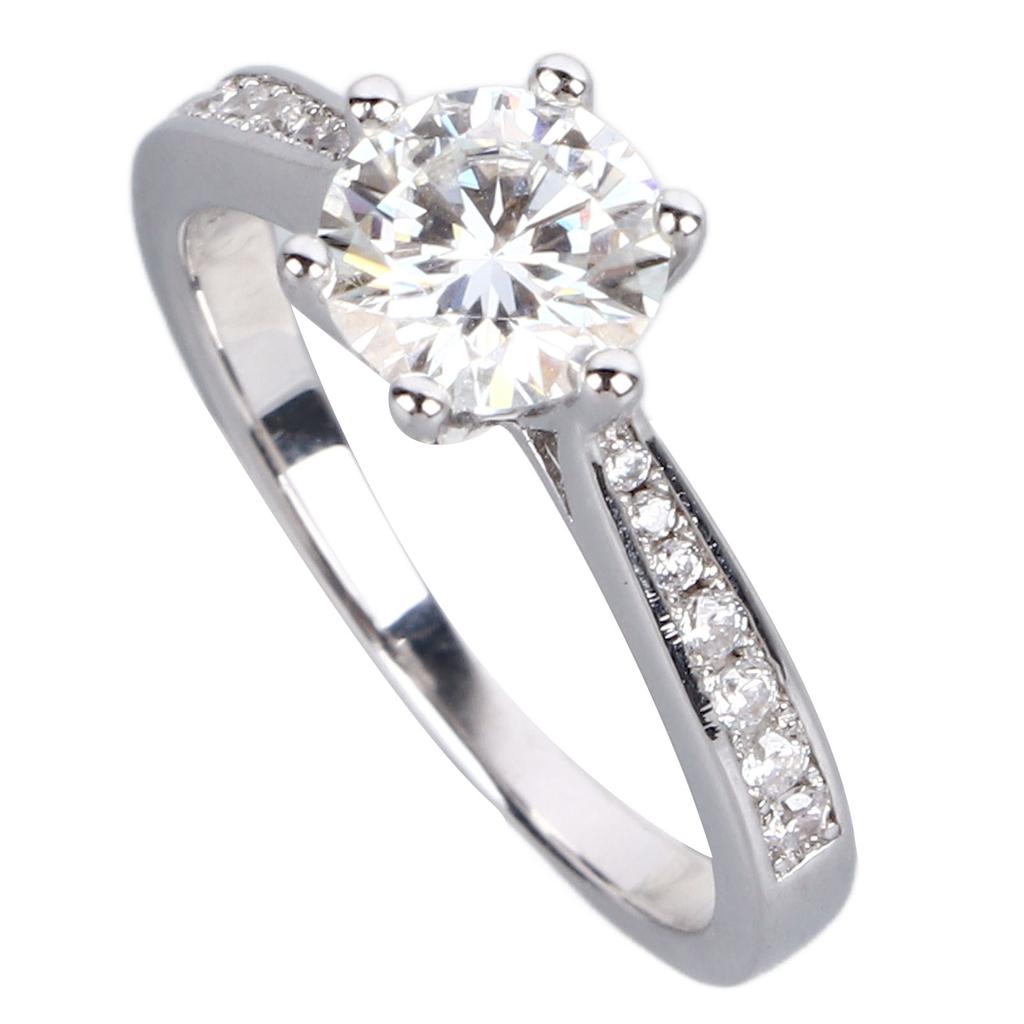 Women Fashionable Silver Ring Exquisite Shiny Zirconia Ring Jewelry Accessory for Wedding Party HK Size 11