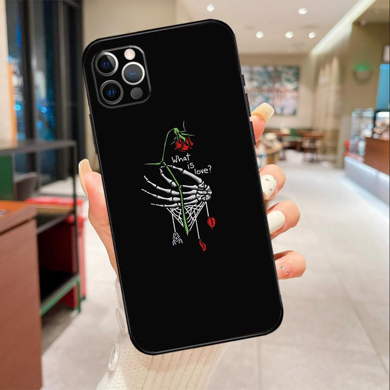 Skeleton Hand Rose Gothic Phone Case For iPhone 17 Air 16 14 13 11 15 Pro Max Mini 15 16 Plus 16e Protective Cover