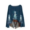 Ladies' Fashionable Casual Long Sleeved Christmas Printed Round Neck Knitted Yarn