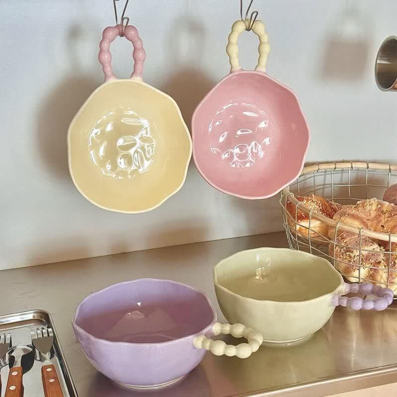 Starry Ceramic Color-block Handle Bowl