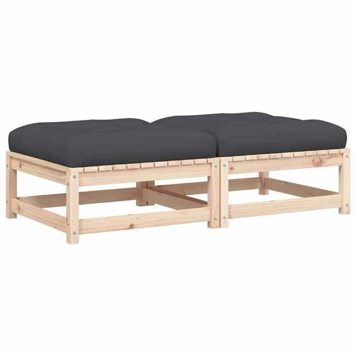 VidaXL Repose-pieds de Jardin avec Coussins 2 pcs, Tables Basses, Tabourets de Patio Balcon Terrasse Arrière-cour Extérieur, 838101