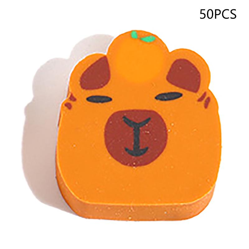 

50 шт. Мультяшные ластики для карандашей в виде животных, Креативные милые ластики-капибары, Кавайные офисные принадлежности, Студенческие канцелярские товары, Подарки