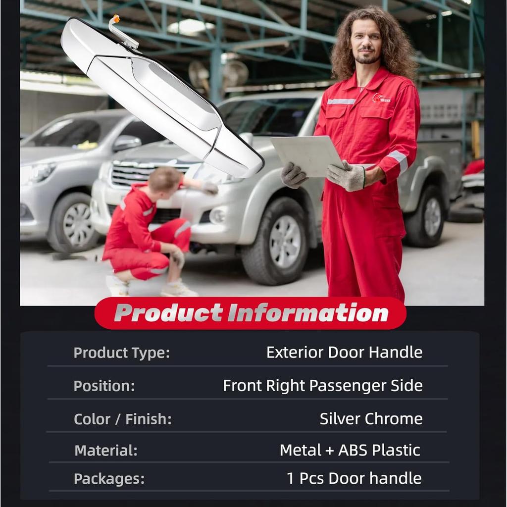 Exterior Chrome Door Handle Front Right Passenger Side For 2007 2008 2009 2010 2011 2012 2013 2014 Chevy Silverado Suburban Tahoe Avalanche, GMC