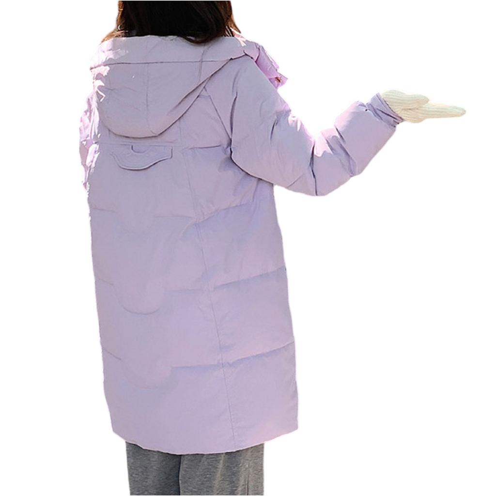 Women's Fashionable Mid-length Down Jacket With Hood And Thick Cotton-padded Coat