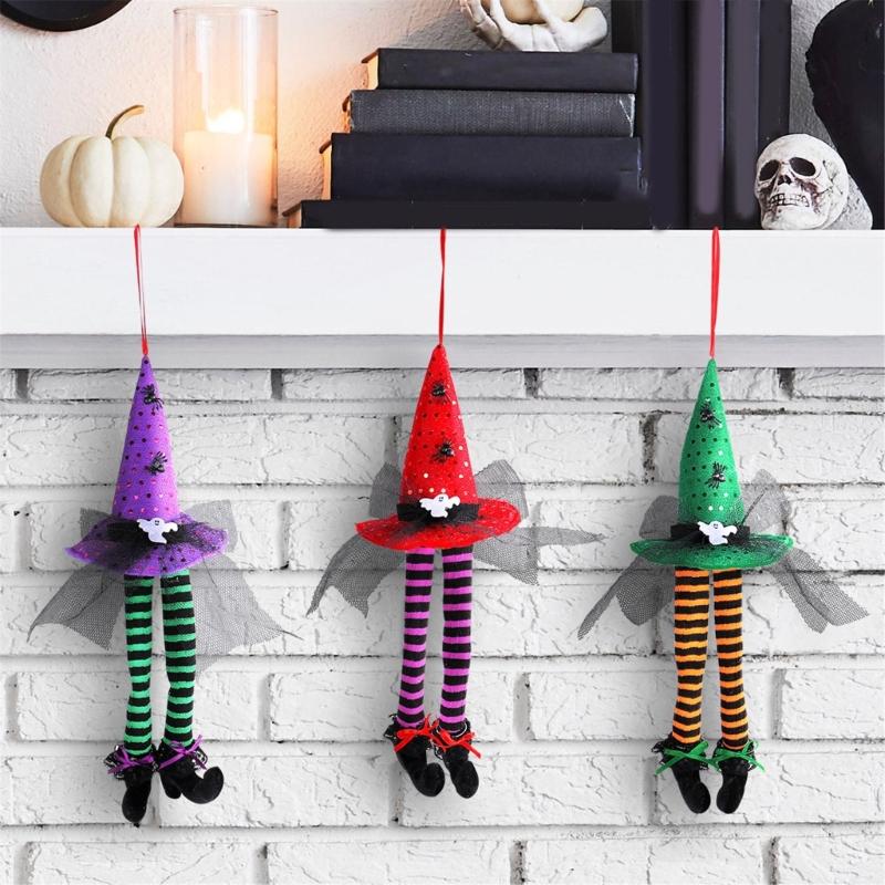 Set Of 5 Colorful Witch Hat Party Decorations Halloween Hanging Pendants Easy to Install Window Ornament for Home