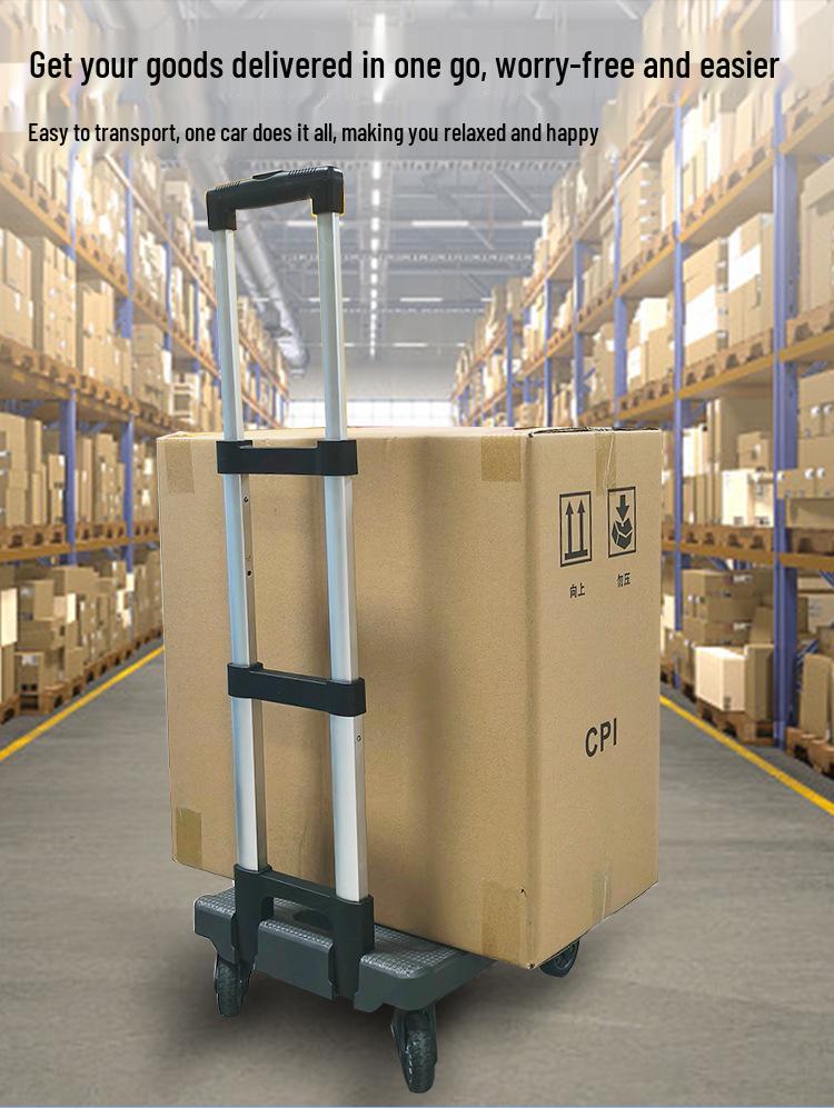 Portable Aluminum Folding Hand Cart with Universal Wheels for Shopping and Home Use