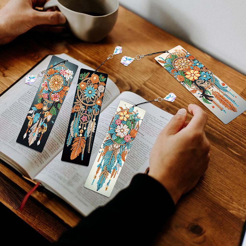 8Pcs Colored Patterns DIY Diamond Bookmark Art Projects Irregular Shaped Diamonds for Readers Home Office Book Decor & Gift Idea