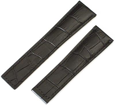 King Watch Parts Kompatibel mit Tag Heuer Für D-Schließe Externes Produkt Armband Geprägtes Kroko Schwarz [Import Original] 20/18mm