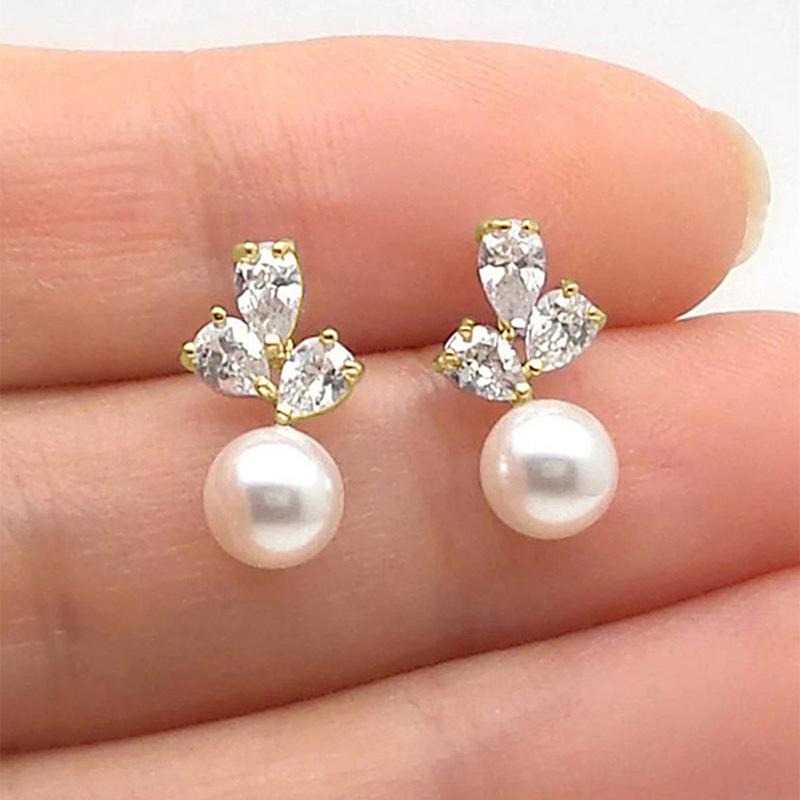 

1 Pair of Fashionable Multifunctional Maple Leaf Imitation Pearl Earrings, Water Drop Earrings